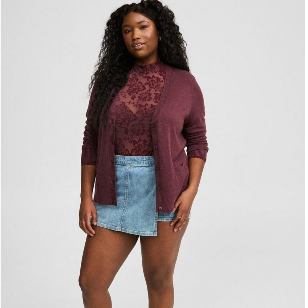 Torrid eggplant pocket cardigan